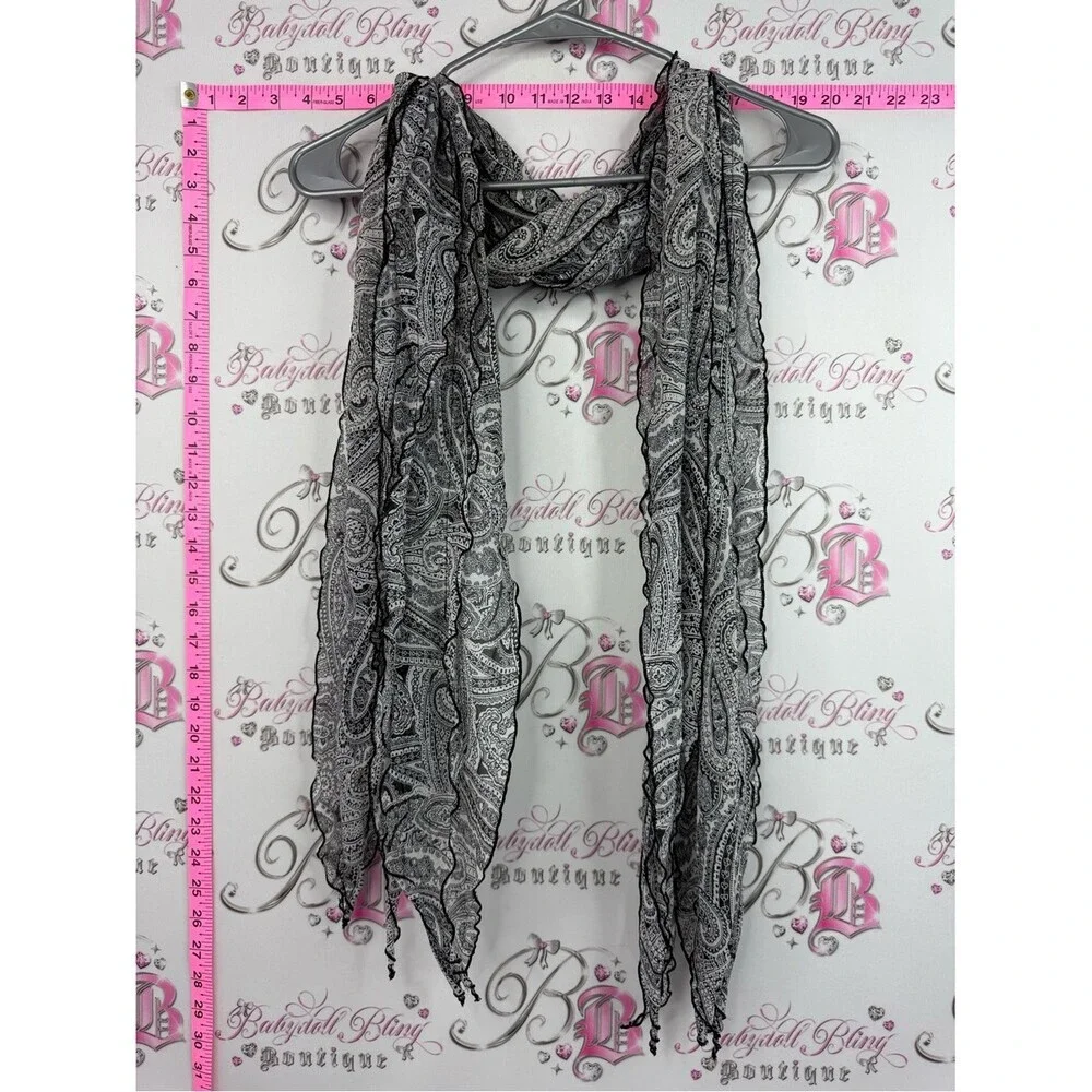 Scarf Lightweight Black & white Paisley Scarf for Women